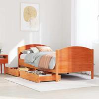 Bedframe zonder matras massief grenenhout wasbruin 75x190 cm - thumbnail