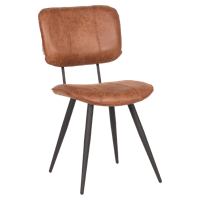 LABEL51 Eetkamerstoel Fos - Cognac - Leder - Black Frame - thumbnail