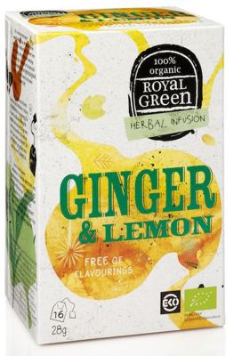 Royal Green Biologische Ginger & Lemon Thee 16 Zakjes