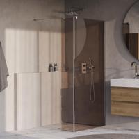 BRAUER Oblivion inloopdouche brons glas 90x200 met zijwand 30 incl. glascoating chroom - thumbnail