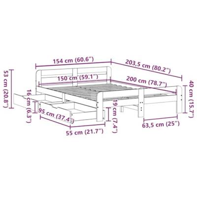 Bedframe zonder matras massief grenenhout 150x200 cm Bedframe zonder matras massief grenenhout 150x200 cm