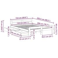 Bedframe zonder matras massief grenenhout 150x200 cm - thumbnail