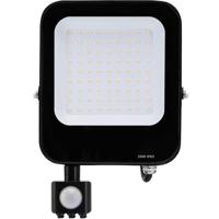 LED Bouwlamp met Bewegingssensor - 50W Schijnwerper IP65 - 4000K Mat Zwart - thumbnail