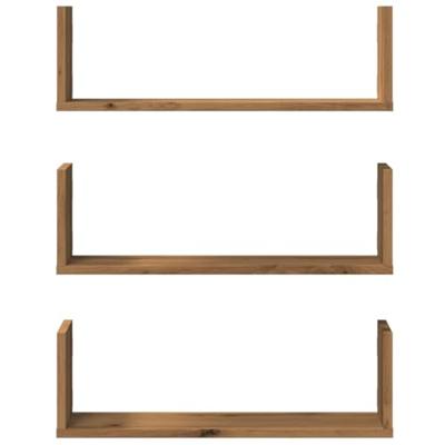 Wandschappen 3 st 58x18x18 cm bewerkt hout artisanaal eiken