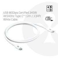 club3D USB-C-kabel USB 4.0 USB-C stekker 1.20 m Wit CAC-1572 - thumbnail
