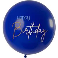 XL Ballon Happy Birthday Elegant True Blue Premium - 80cm - thumbnail