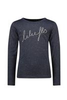 Like Flo Meisjes shirt lurex jersey - Navy blauw - thumbnail