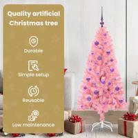 VidaXL Kerstboom met 150 led met standaard roze 150 cm pvc - thumbnail