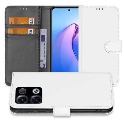 Book Case Hoesje voor de OPPO Reno8 Pro Wit met Pasjeshouder Book Case Hoesje voor de OPPO Reno8 Pro Wit met Pasjeshouder