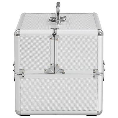 VidaXL Make-up koffer 22x30x21 cm aluminium zilverkleurig