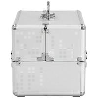 Make-up koffer 22x30x21 cm aluminium zilverkleurig - thumbnail