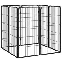 Hondenkennel 8 panelen 50x100 cm gepoedercoat staal zwart - thumbnail