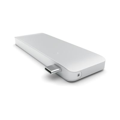 SATECHI Aluminium Type-C USB 3.0 3-in-1 Combo Hub Met USB-C Pass-Through - Voor M2/ M1 Macbook Pro/Air, M2/ M1 iPad Pro/Air, M2 Mac Mini, iMac M1 (Zilver)
