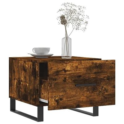 Salontafels 2 st 50x50x40 cm bewerkt hout gerookt eikenkleurig Salontafels 2 st 50x50x40 cm bewerkt hout gerookt eikenkleurig