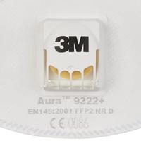 3M Aura™ 9322+ 9322+ Fijnstofmasker met ventiel FFP2 D 10 stuk(s) EN 149:2001, EN 149:2009 DIN 149:2001, DIN 149:2009 - thumbnail