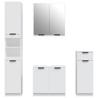 4-delige Badkamerkastenset bewerkt hout wit - thumbnail