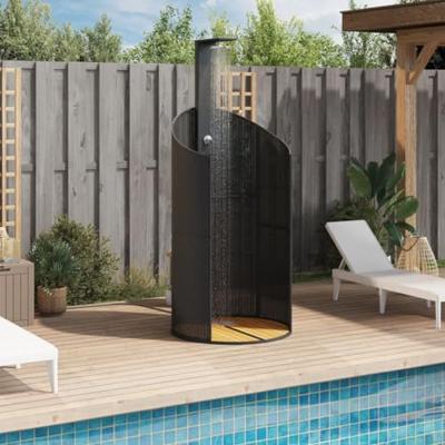 VidaXL Buitendouche 100x100x241,5 cm poly rattan en acaciahout zwart - thumbnail