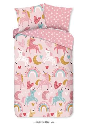 Good Morning Kinderdekbedovertrek "eenhoorn en regenboog" - Roze - (140x200/220 cm) - Katoen Flanel Good Morning Kinderdekbedovertrek "eenhoorn en regenboog" - Roze - (140x200/220 cm) - Katoen Flanel