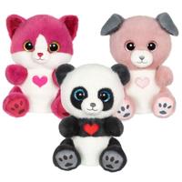 Pluche kat - GIPSY TOYS - BERRY - Frambozenroze - 23 cm - Hartje op zijn buik - thumbnail