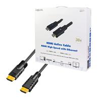 LogiLink CHA0030 HDMI-kabel HDMI Aansluitkabel HDMI-A-stekker, HDMI-A-stekker 30.00 m Zwart 4K UHD, Vergulde steekcontacten - thumbnail