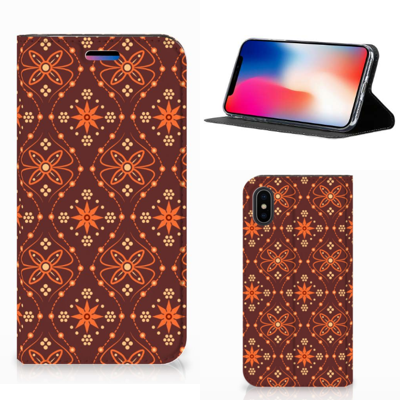 Apple iPhone X | Xs | Hoesje met Magneet | Batik Brown