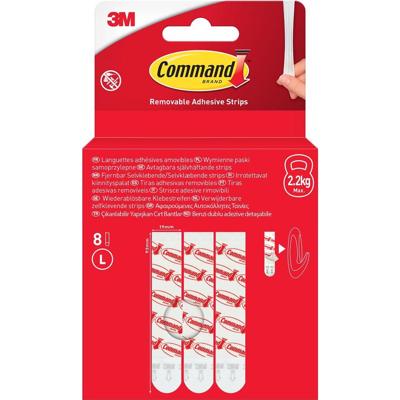 Command kleefstrips, large, wit, blister van 8 stuks