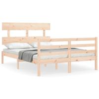Bedframe met hoofdbord massief hout 140x200 cm - thumbnail