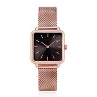 LGT JWLS Dameshorloge &apos;Square&apos; - Rose Goudkleurige Meshband, Zwart Uurwerk, Rose Goudkleurige Kast - thumbnail