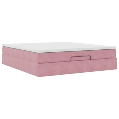 Ottoman bed met matras 180x200 cm fluweel roze