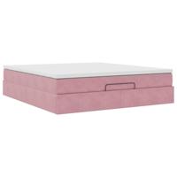 Ottoman bed met matras 180x200 cm fluweel roze - thumbnail