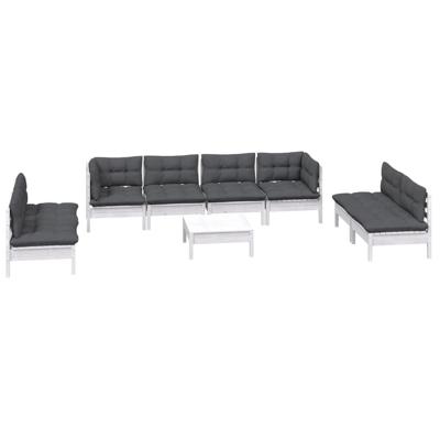 9-delige Loungeset met kussens massief grenenhout - thumbnail
