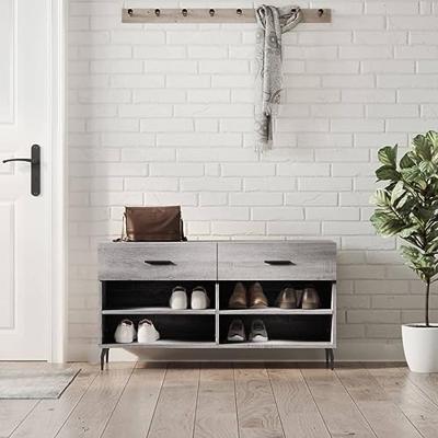 VidaXL Schoenenbank 102x35x55 cm bewerkt hout grijs sonoma eikenkleur VidaXL Schoenenbank 102x35x55 cm bewerkt hout grijs sonoma eikenkleur