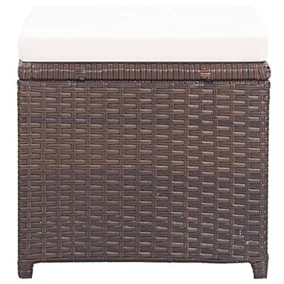 Tuinkrukken 2 st met kussens poly rattan bruin Tuinkrukken 2 st met kussens poly rattan bruin