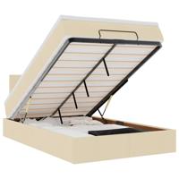 Ottoman bed met matras en LED's 160x200cm stof crèmekleurig - thumbnail