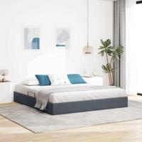Opslag bed met matras Donkergrijs 160 x 200 cm Fluweel - thumbnail