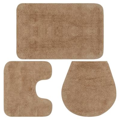 VidaXL Badmattenset stof beige 3-delig VidaXL Badmattenset stof beige 3-delig