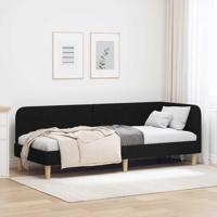 Hoekbedframe met hoofdeinde Zwart 80 x 200 cm Stof - thumbnail