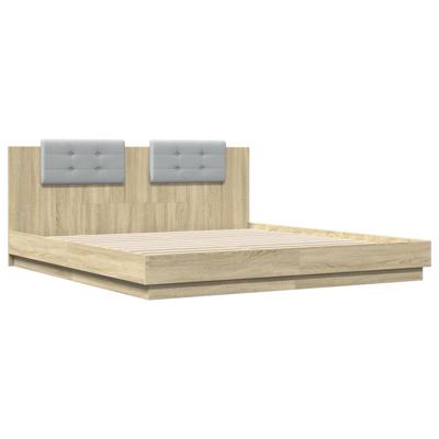 Bedframe met hoofdbord en LED sonoma eikenkleurig 180x200 cm - thumbnail