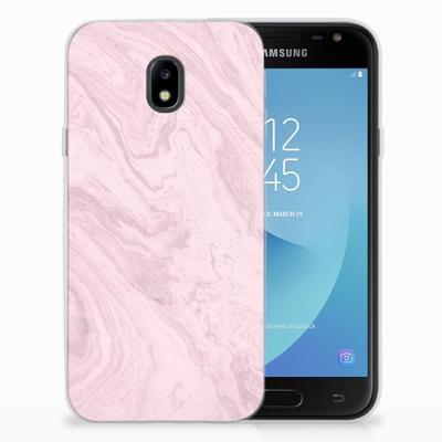 Samsung Galaxy J3 2017 | TPU | Siliconen hoesje | Marble Pink - Origineel Cadeau Vriendin