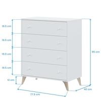 Ladekast Wit 95 x 77,5 x 40 cm - thumbnail