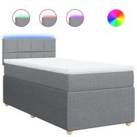 Boxspring met matras stof lichtgrijs 140x190 cm - thumbnail