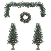 VidaXL 4-delige kerstdeurdecoratieset pvc - thumbnail