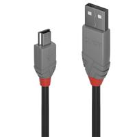 LINDY 36724 USB-kabel USB 2.0 USB-A stekker, USB-mini-B stekker 3.00 m Zwart - thumbnail