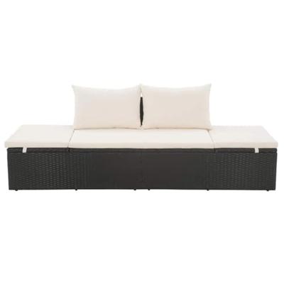 Tuinbed 195x60 cm poly rattan zwart
