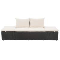 Tuinbed 195x60 cm poly rattan zwart - thumbnail