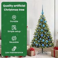 VidaXL Kunstkerstboom met scharnier 150 leds groen 120 cm pvc en pe - thumbnail