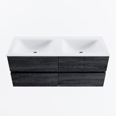 MONDIAZ VICA 120cm badmeubel onderkast Antracite 4 lades. Wastafel CLOUD dubbel 2 kraangaten, kleur Talc.