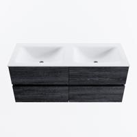 MONDIAZ VICA 120cm badmeubel onderkast Antracite 4 lades. Wastafel CLOUD dubbel 2 kraangaten, kleur Talc. - thumbnail