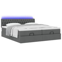 vidaXL Ottoman bed met matrassen en LED's 200x200cm stof donkergrijs, bedframe, ottoman bedframe, bedframe met opbergruimte onder het bed - thumbnail