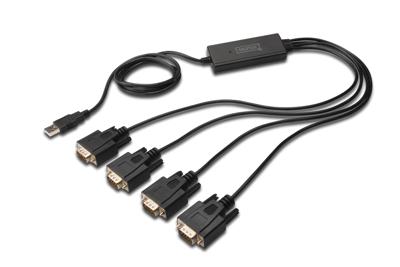 Digitus USB 2.0, Serieel Adapterkabel [1x USB-A 2.0 stekker - 4x D-sub stekker 9-polig] DA-70159 1.50 m